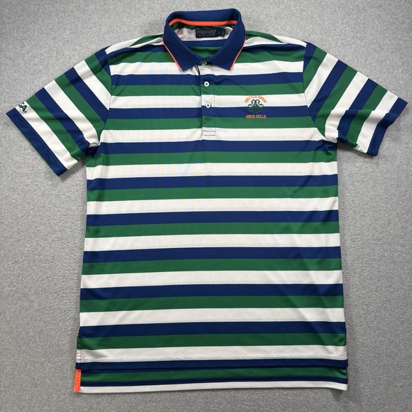 Polo Ralph Lauren ERIN HILLS L Mens Polo Shirt‎ Performance Golf Green Blue - Picture 2 of 13